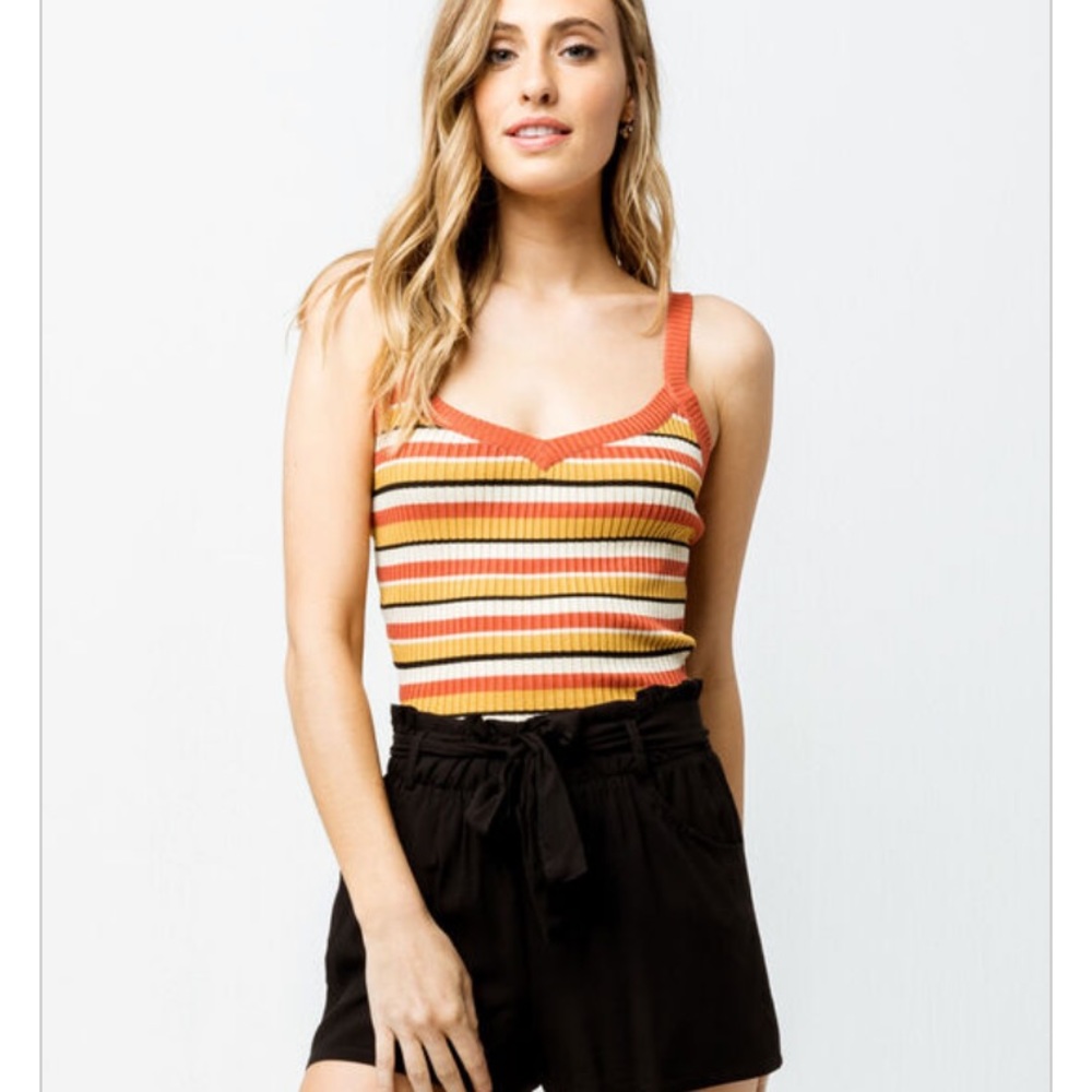 Sky and sparrow stripe v-neck sweater tank top